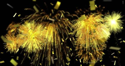 Golden Fireworks and Confetti Celebration at Night - Download Free Stock Images Pikwizard.com