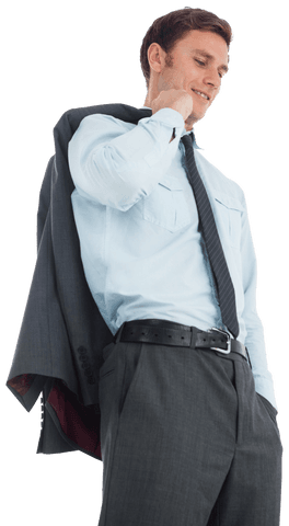 Transparent Businessman Smiling While Holding Jacket