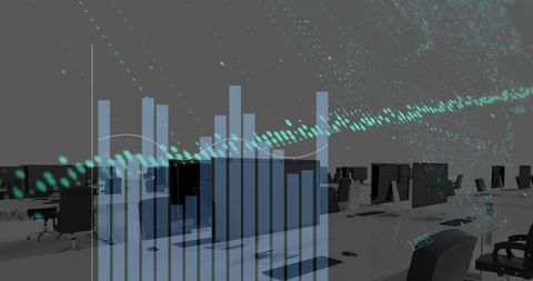 Digital Charts with Graph Overlay in Modern Empty Office - Download Free Stock Images Pikwizard.com