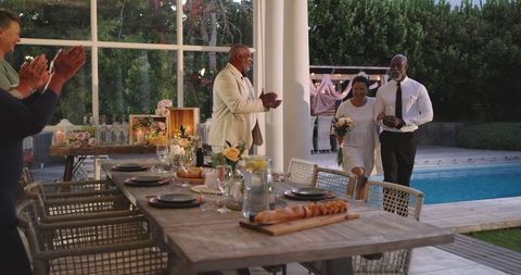 Joyful Wedding Celebration in Elegant Backyard Party