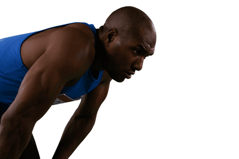 focused african american sprinter ready for competition on transparent background - Download Free Stock Videos Pikwizard.com