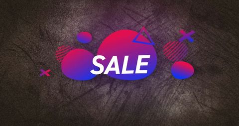 Vibrant sale graphic with gradient shapes and text