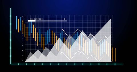 Futuristic multi-series data visualization dashboard chart