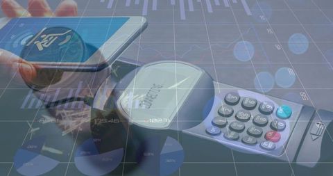 Concept of Digital Transactions with Financial Data Overlay - Download Free Stock Images Pikwizard.com