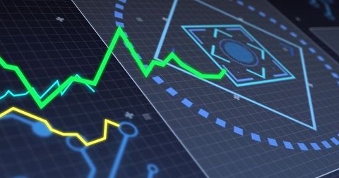 futuristic data visualization interface with neon graphs - Download Free Stock Images Pikwizard.com