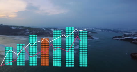 Visualizing Financial Data Over Scenic Water Landscape