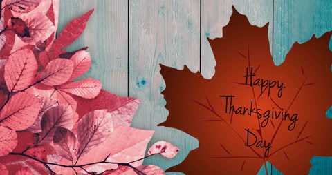 Thanksgiving Message with Autumn Leaves and Seasonal Greeting