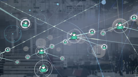 Digital Network Connections Across Modern Cityscape