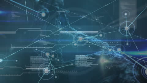 Cutting-edge Digital DNA and Scientific Data over Navy Background