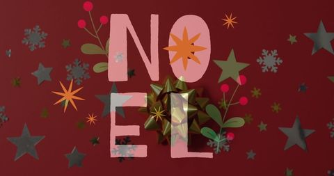 Festive Christmas Greeting with Decorations and Noel Message