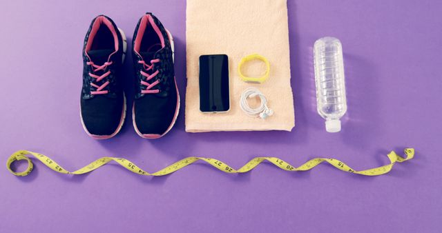 Fitness Equipment and Accessories on Purple Background - Download Free Stock Images Pikwizard.com