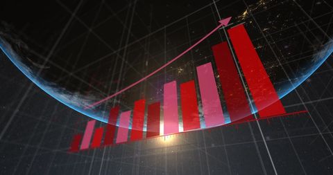Rising Global Stock Market Trends Over Digital Globe Projection - Download Free Stock Images Pikwizard.com