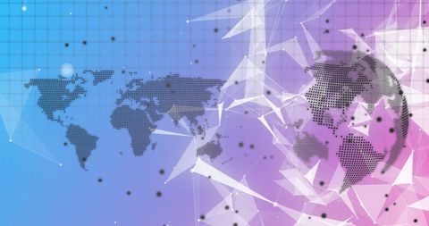 Digital World Map and Network Concept on Gradient Background - Download Free Stock Images Pikwizard.com