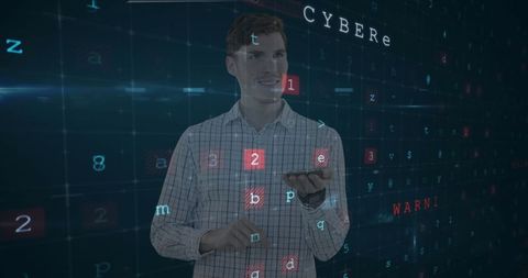 Man Engaging with Cybersecurity Digital Interface - Download Free Stock Images Pikwizard.com