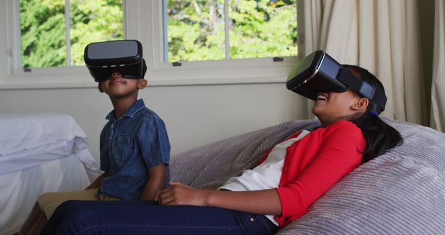 Children Enjoying Virtual Reality at Home - Download Free Stock Images Pikwizard.com