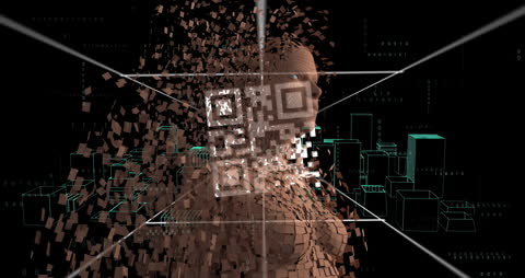 Digital QR Code Scanner Across Virtual Cityscape and Human Model