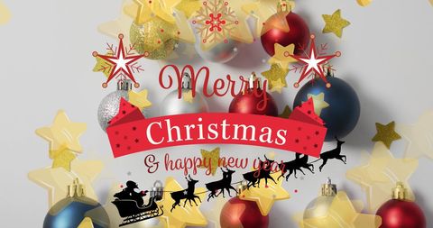 Festive Christmas Greetings with Ornaments and Stars