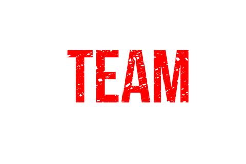 Bold Red Team Text on Transparent Background