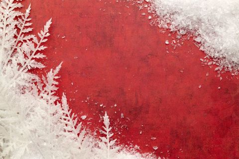 Festive Red Background with Frosty White Snowflakes
