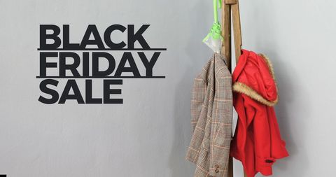 Black friday sale announcement with stylish outfits