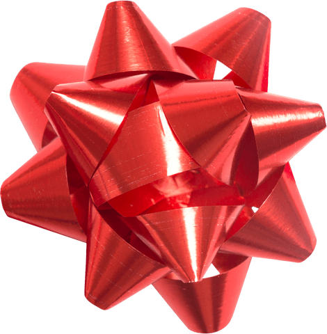 Large red ribbon bow on transparent background for celebrations