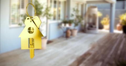 Golden Key with House Keychain Symbolizing Real Estate Concepts - Download Free Stock Images Pikwizard.com