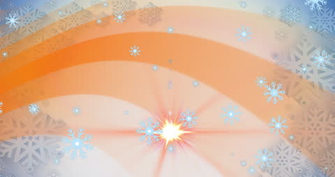 Bright Winter Animation of Colorful Shapes and Falling Snowflakes