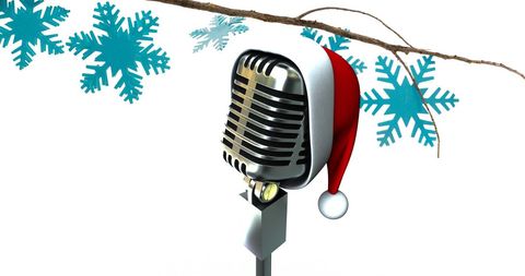 Vintage Microphone with Santa Hat for Festive Celebrations - Download Free Stock Images Pikwizard.com