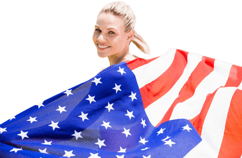 Joyful Caucasian Woman Holding American Flag on Transparent Background - Download Free Stock Videos Pikwizard.com