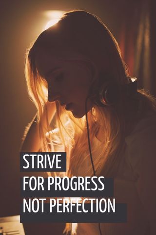 inspirational poster with woman wearing headphones - Download Free Stock Templates Pikwizard.com