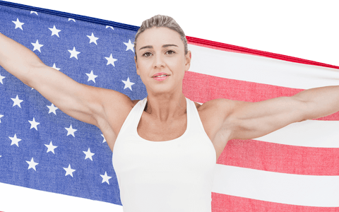Transparent Female Athlete Holding American Flag Confidence