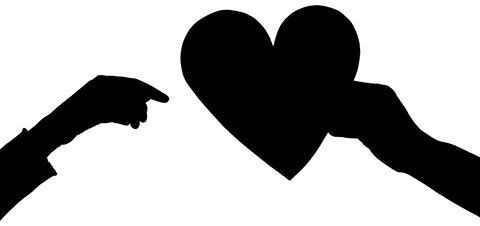 Silhouette Hands Holding Heart on Transparent Background