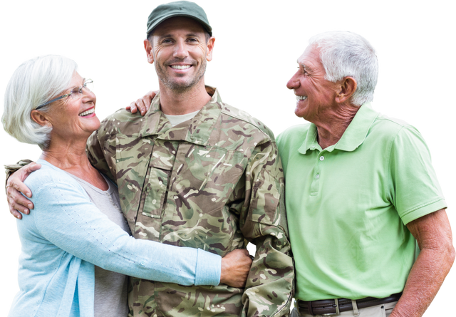 Soldier in Uniform Hugging Parents Transparent Background - Download Free Stock Videos Pikwizard.com