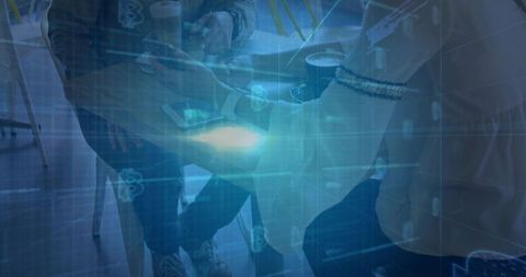 Business collaboration using technology in modern cafe environment