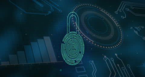 Digital Lock with Futuristic Interface Elements