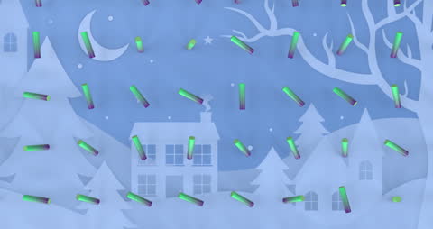 Green Abstract Shapes in Winter Wonderland Background