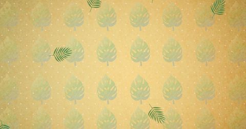 Tropical Leaf Pattern on Warm Orange Background