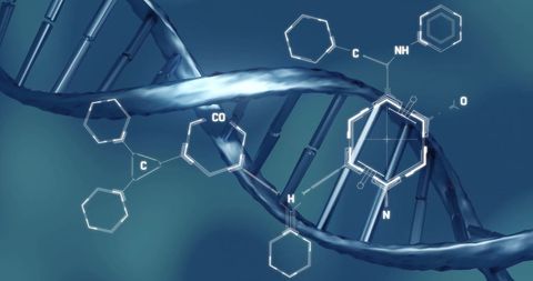 DNA Strand with Digital Chemical Structures for Scientific Study - Download Free Stock Images Pikwizard.com