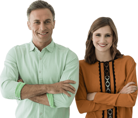 Transparent portrait of confident business professionals smiling