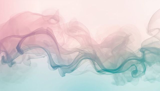 Pastel smoke ribbons flowing horizontal teal and pink gradient abstract background