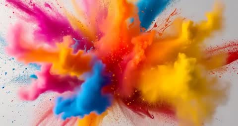 Colorful Powder Explosion Creating Vivid Abstract Cloud