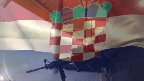 Croatian Flag Overlay with Soldier and Rifle