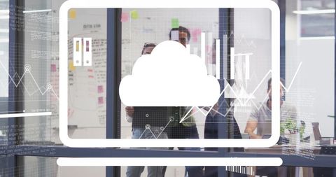 Business Team Analyzing Financial Data with Cloud Technology Concept