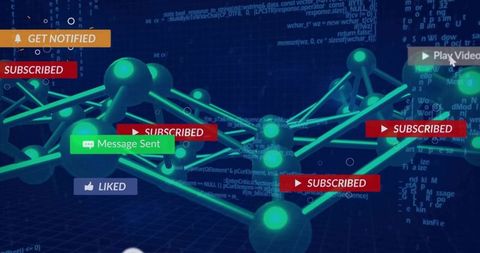 Futuristic Network with Digital UI Notifications