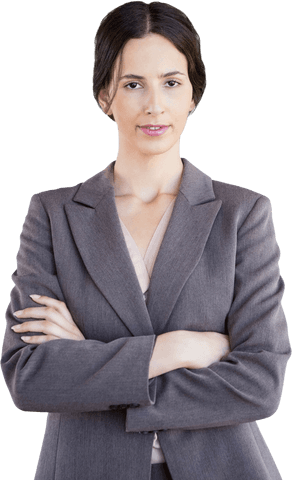 Transparent Businesswoman in Suit with Confident Pose