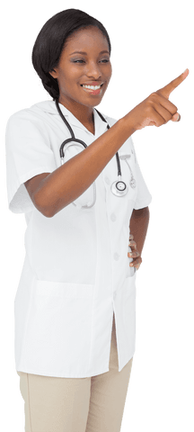 confident female doctor pointing on transparent background - Download Free Stock Videos Pikwizard.com