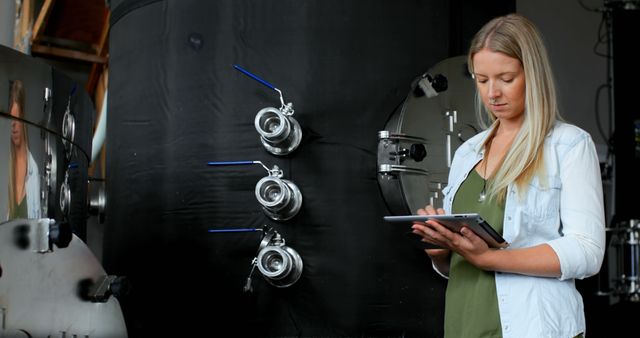 Female Brewer Using Table for Craft Beer Production - Download Free Stock Images Pikwizard.com