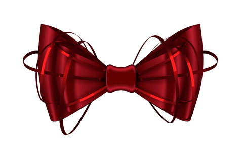 Red bow illustration on transparent background for holiday decoration