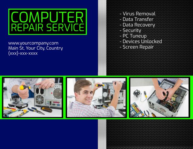 Reliable Computer Repair Service Advertisement - Download Free Stock Templates Pikwizard.com