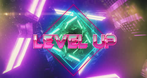 Retro Futuristic Level Up Typography Design